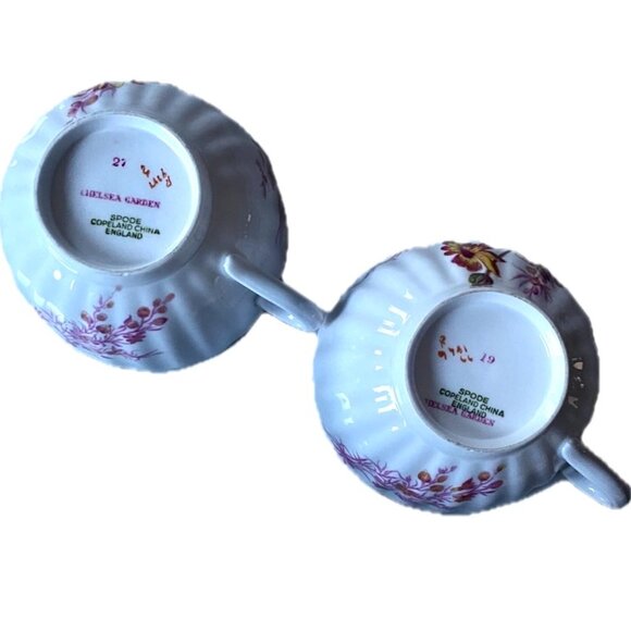 2 Spode Chelsea Garden Tea Cups Lot of 2 Trim Footed Handle EUC - Picture 6 of 12